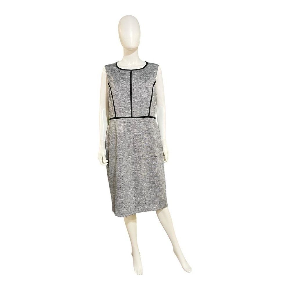 Kasper Sheath Dress Back-Slit Black/White 16